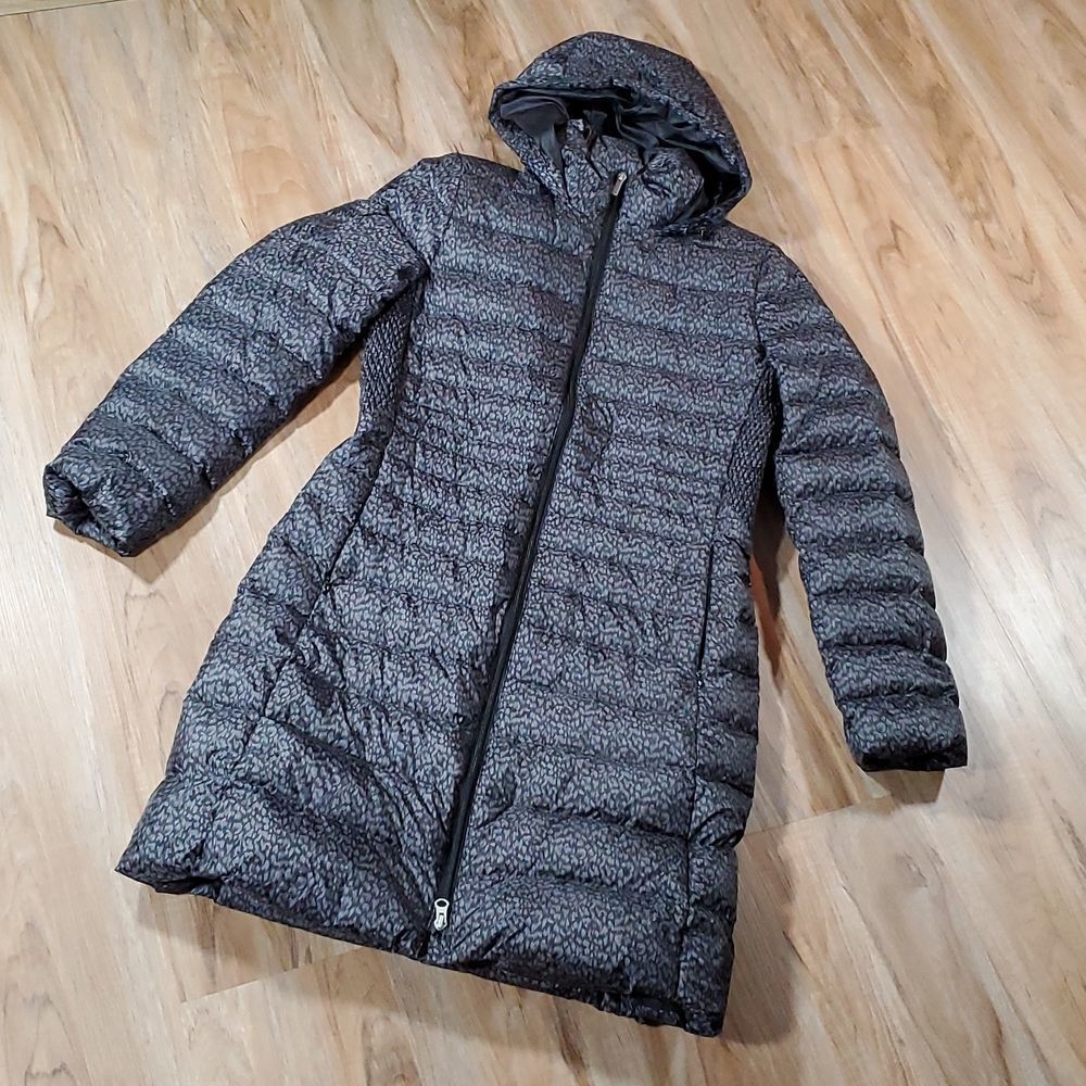 🔺️NWT Lands End Gray & Black Puffer Hooded Trench Jacket Small